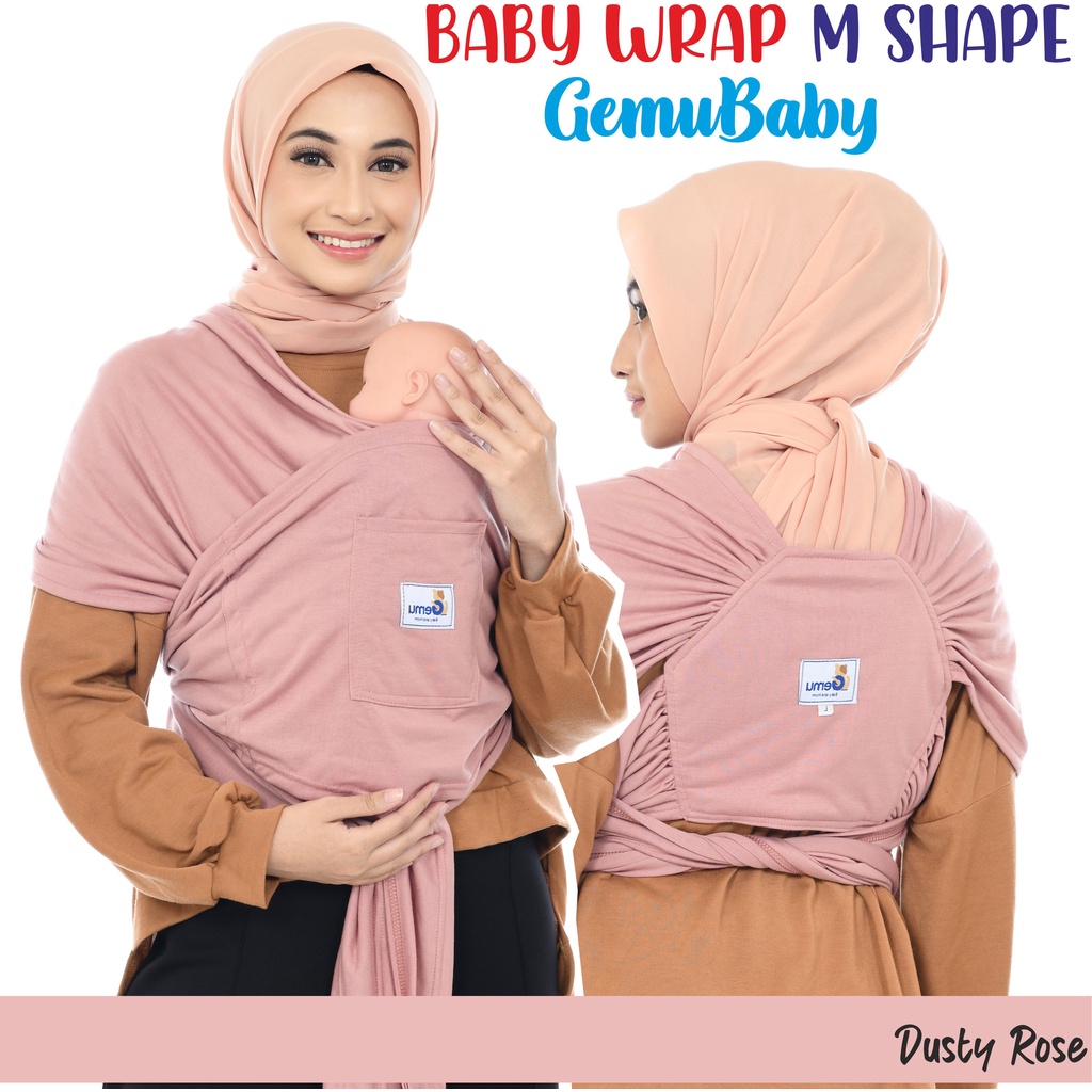 GEMUBABY Gendongan Bayi Depan M Shape Baby Wrap 3in1 Geos Baby Instan Premium with Sash Belt Warna Soft