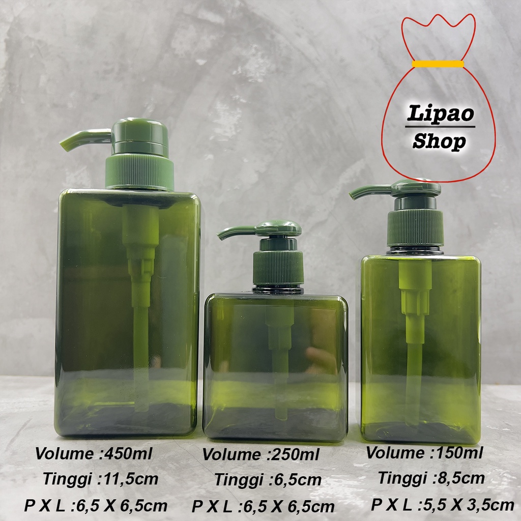 Botol Pump Plastik Kotak Sabun / Lotion / Shampo Cuci Piring - 150ml  250ml 450ml -  Hijau