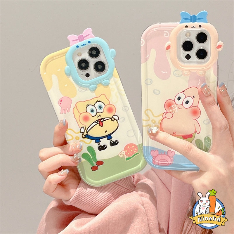 Soft Case Silikon Motif SpongeBob Untuk iPhone 14 13 12 11 Pro Max X Xr Xs Max 7 8 6 6s Plus SE 2020