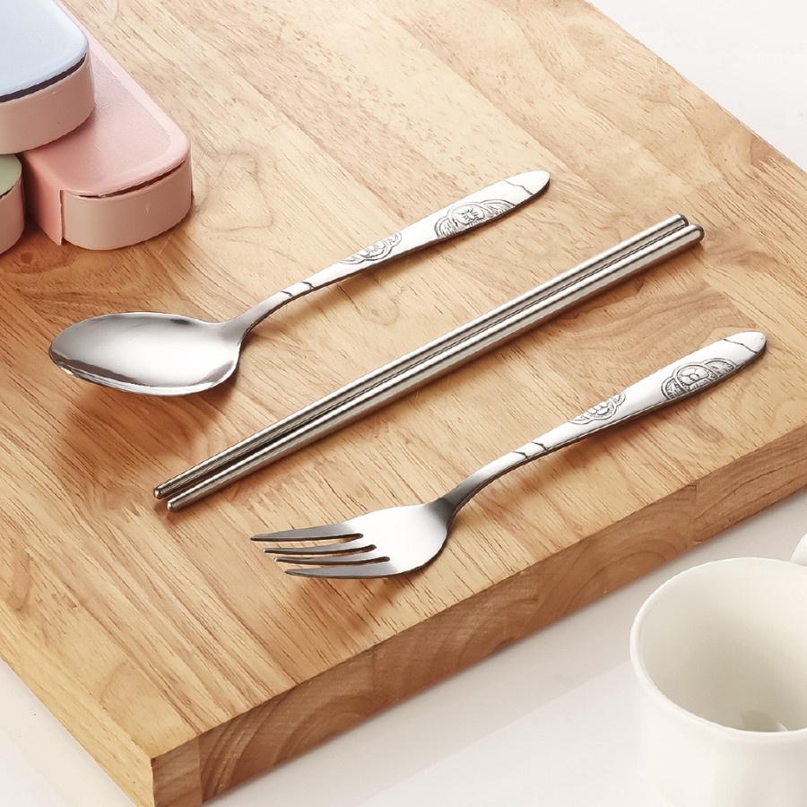 Sendok Garpu Sumpit set stainless Peralatan makan Food Grade Motif Lifestyle Modern - 1 set