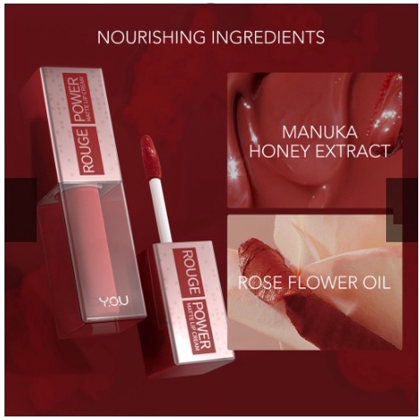 YOU Rouge Power Matte Lip Cream Lipstik | Matte Finish | Tahan Lama |