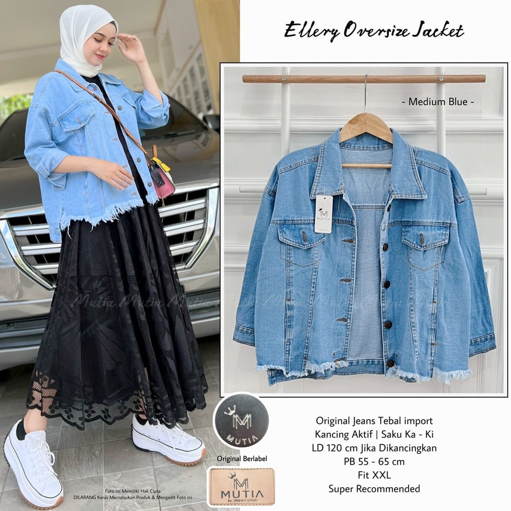 JAKET JEANS WANITA RAWIS LD120CM JUMBO / ELLERY OVERSIZE JAKET