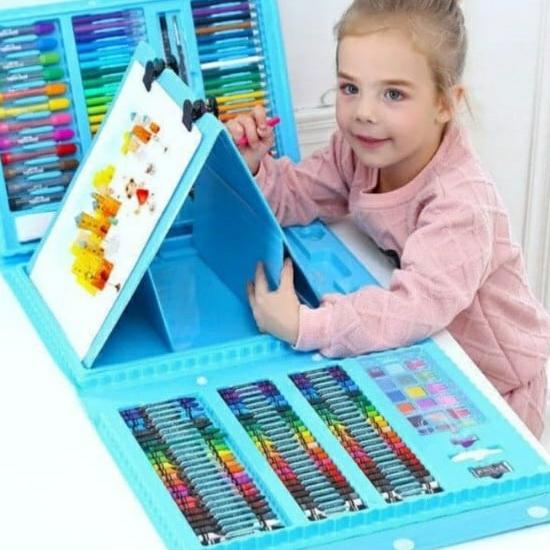 

Crayon anak set isi 208 pcs / Alat lukis set anak 208 pcs - Biru