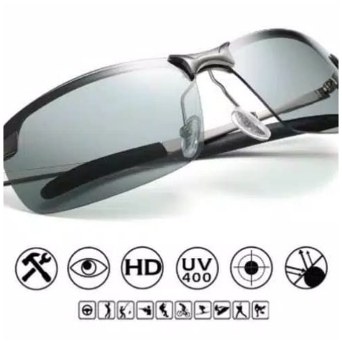 Kacamata UV 400 Photochromic Polarized Anti Silau Siang Dan Malam Sunglass Fotosensitif