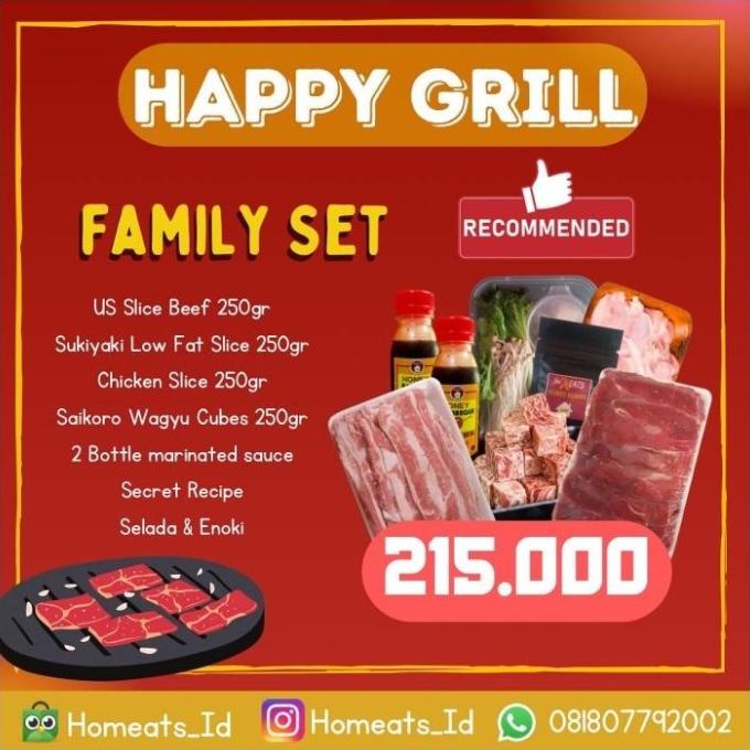 

NEW HAPPY GRILL FAMILY SET PAKET HEMAT LENGKAP SLICE BEEF US SAIKORO RTR6464RT