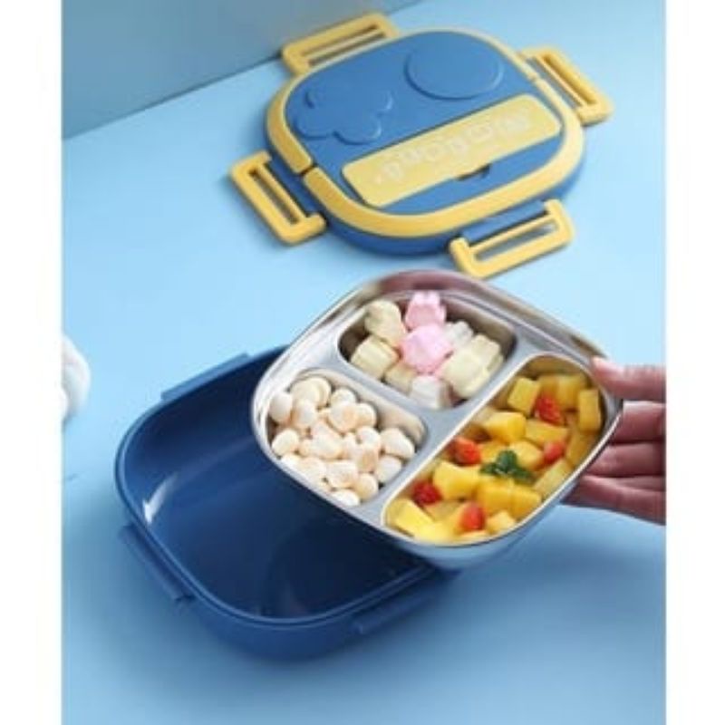 {DS} Kotak Makan Anak Kids Lunch Box Set / Kotak Makan Stainless 3 sekat