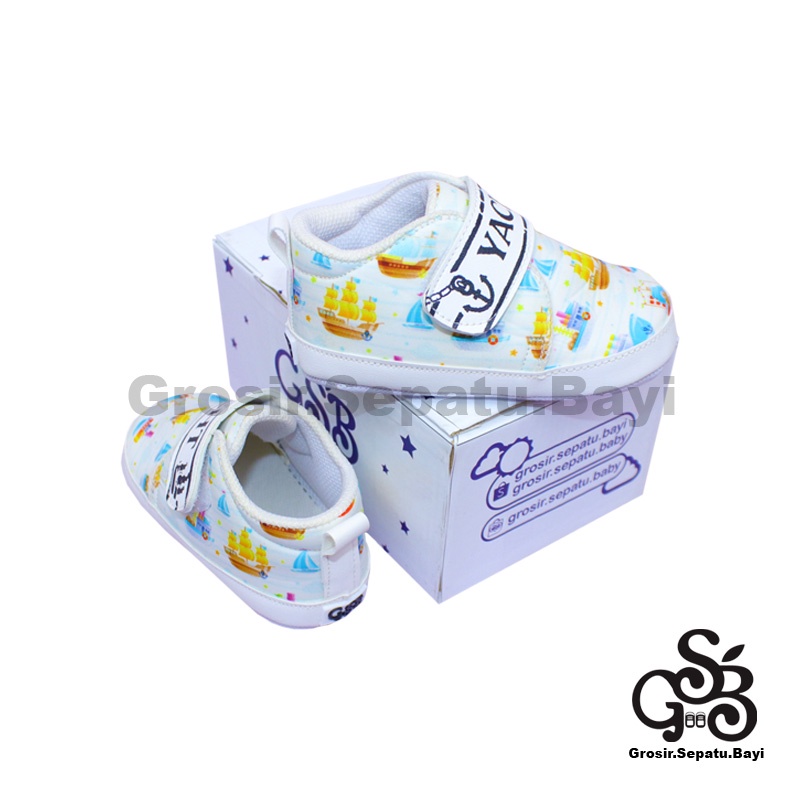 Sepatu Bayi - Baby Shoes - Prewalker  | 2-12 bulan | YACHT kapal PUTIH ringan &amp; fleksibel