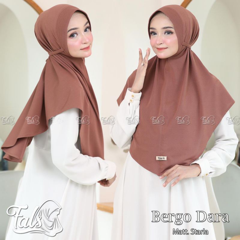 (Ori Fals) BERGO DARA •jilbab instan jersey starla•kerudung pet tali