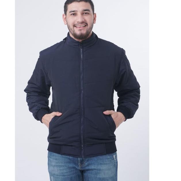 Jaket Terbaru Pria Parasut Tebal Polos Anti Air Windbreaker - Hitam, S