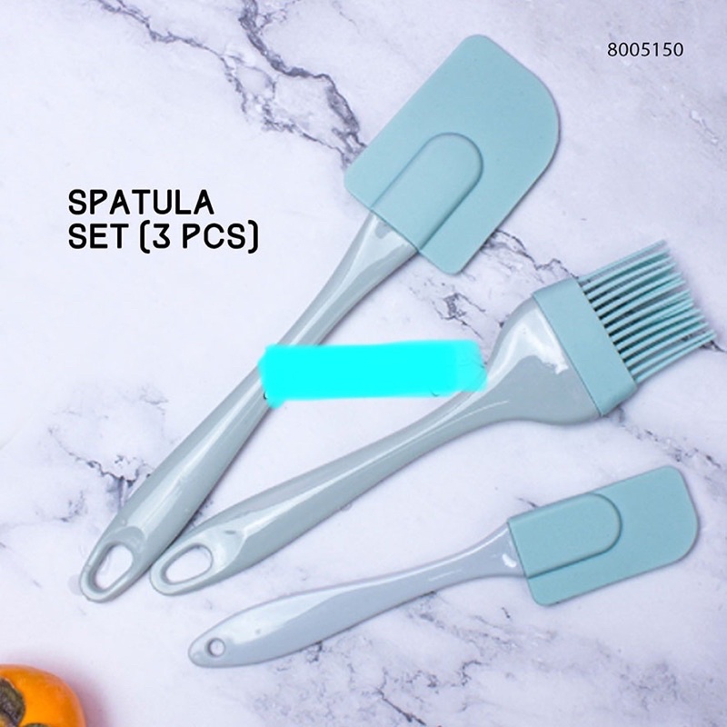 Spatula Silikon Tahan Panas Set / Spatula Set 3 in 1 / Kuas Silikon Tahan Panas