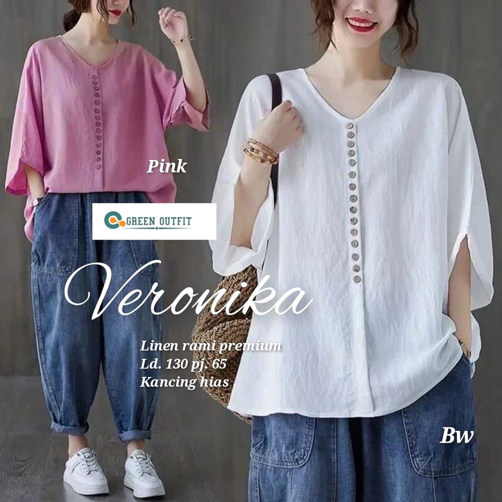 veronika shirt pakaian baju atasan kemeja blouse bluse blus bluss katun jumbo ld 130 xxxxl bigsize b