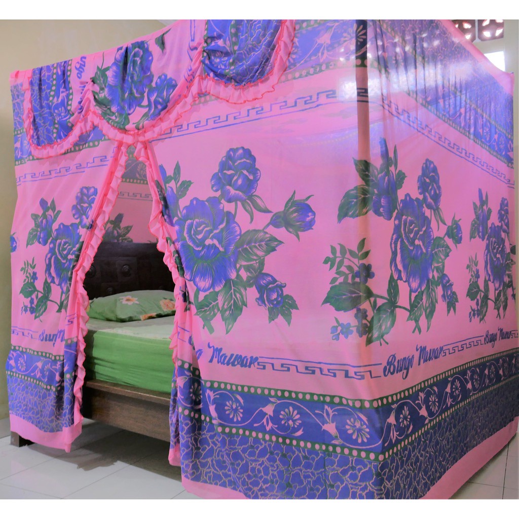 Kelambu Tempat Tidur Dewasa Anti Nyamuk Ukuran 200x200 Kelambu Sb Bunga TERLARIS Bahan Tebal Tidak M