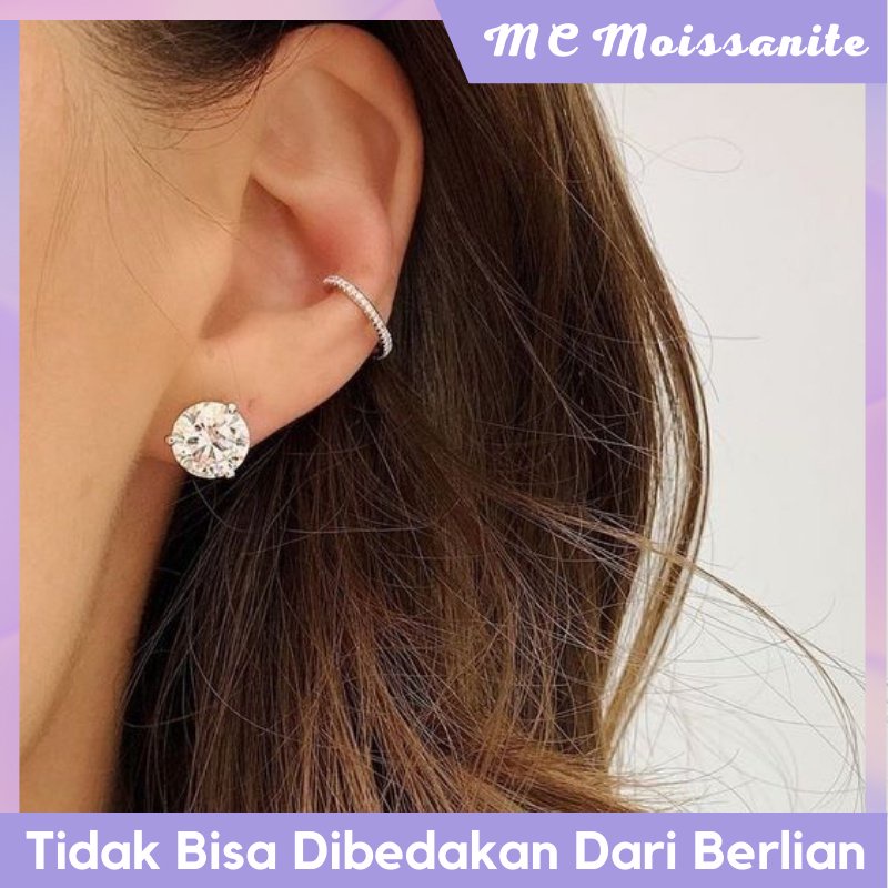 MC Moissanite Anting Angel Four Claws Moissanite Diamond Earrings Anting Pejantan Berlian Sederhana,
