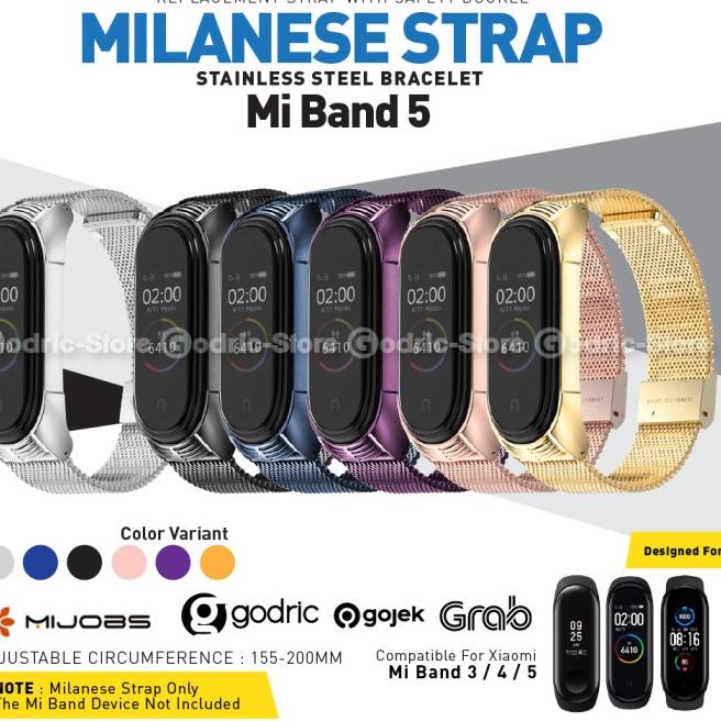 MIJOBS MiBand 5 MILAN TRANSFORMER Stainless Strap for Mi Band 5 4 3 - ROSEGOLD
