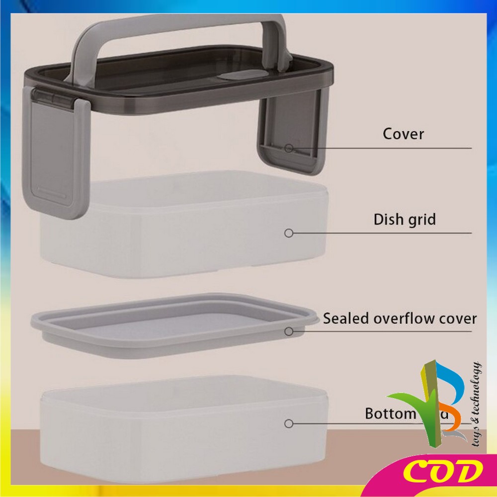 RB-C376 Lunch Box Double Layer Kotak Makan 2 Tingkat Kotak Bekal / Bento Box 4 Sekat / Rantang Susun 2 / Tempat Makanan Susun