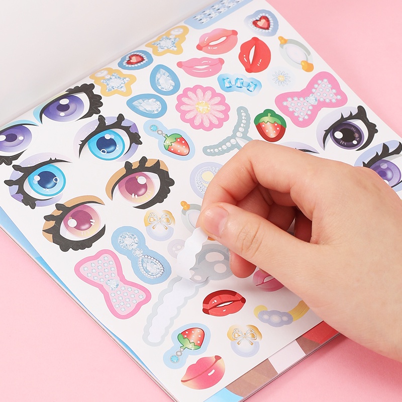 4pcs Set Stiker Pertunjukan Makeup Gadis Kartun Kreatif Untuk Anak Remaja