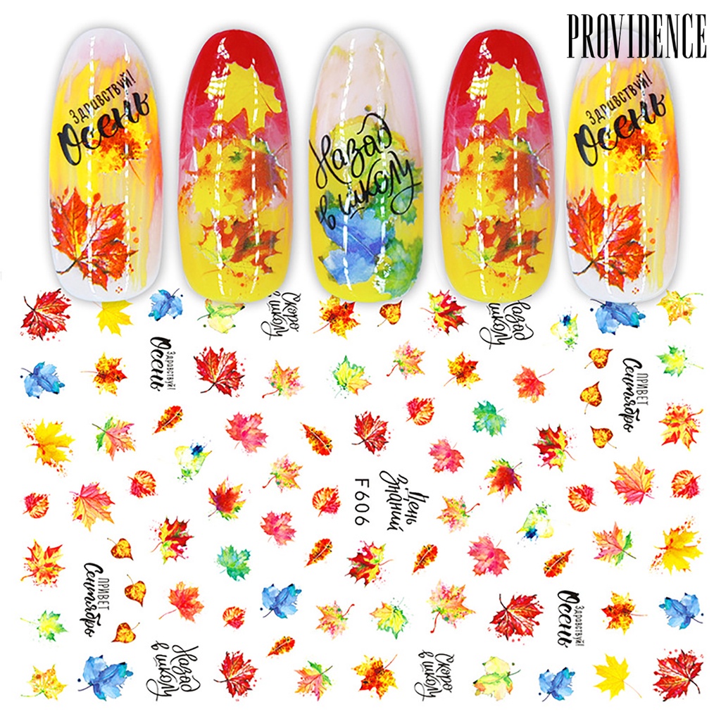 Providence Stiker Kuku 3D Motif Daun Maple / Kaktus / Santa Claus / Pohon Maple Untuk Dekorasi Nail Art / Manicure DIY