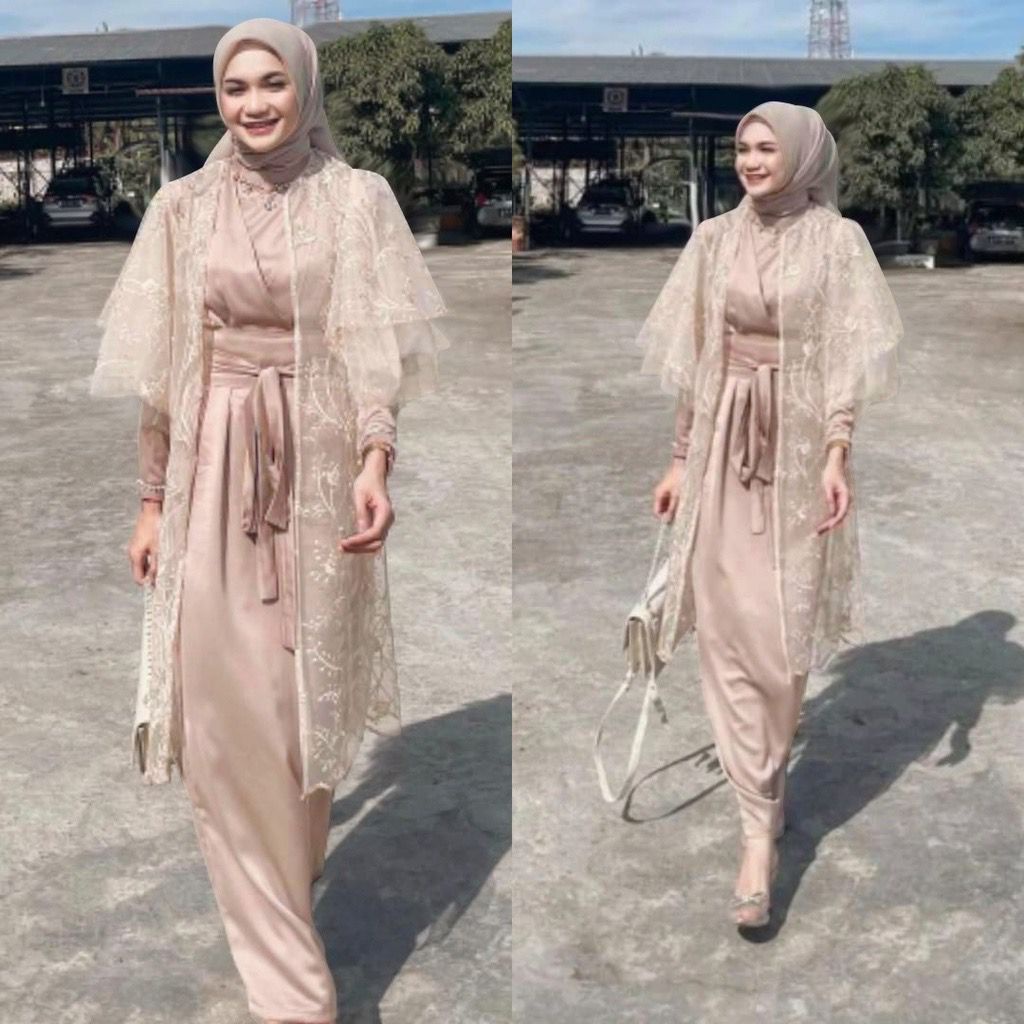 (NEW) Gamis Maxmara Lunna/ Gamis Terbaru/ Gamis Pesta Model Cardigan/ Gamis Kondangan Kekinian/ Seragam Bridesmaid Mewah