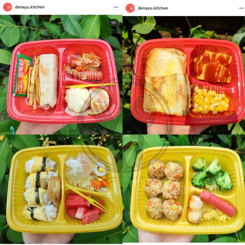 Mika bento mini size S bento 3 sekat bento sekat 3 bento ultah anak mika sekat bento pink bento merah muda bento merah bento kuning bento pastel thinwall sekat box nasi kuning box snack bento 3 sekat hitam bento sekat tiga merah bento warna mika bento