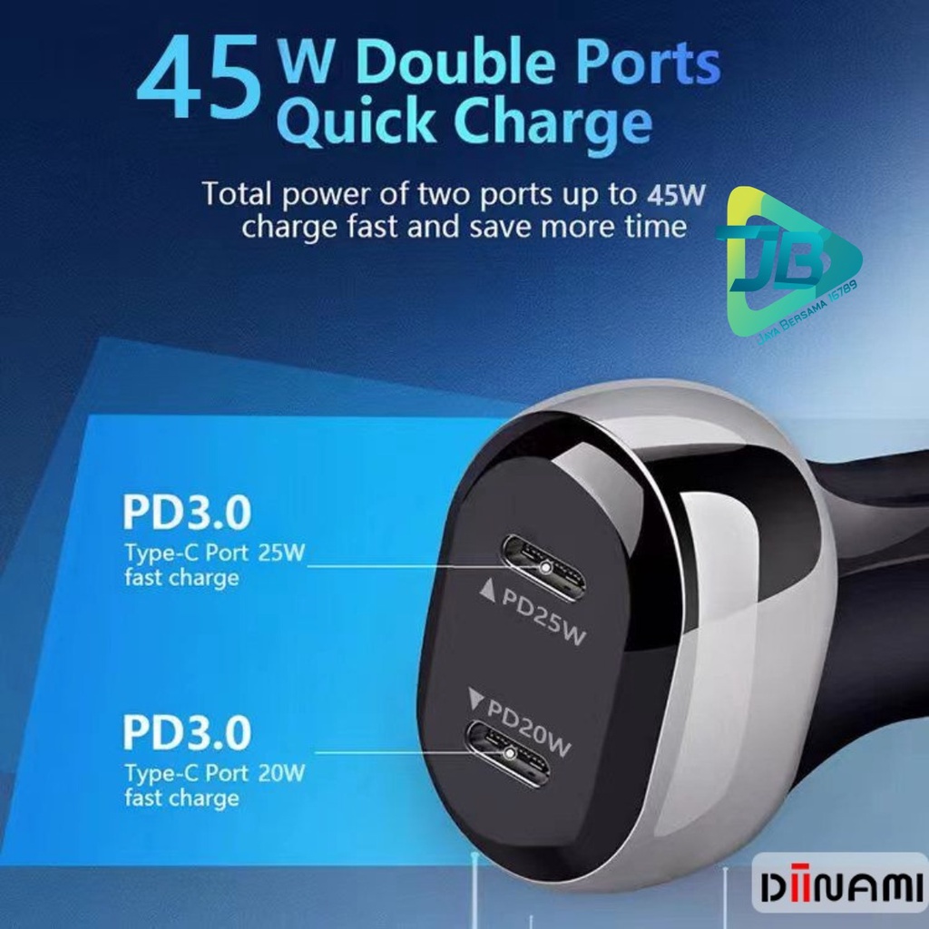 DIINAMI C18 Original Car Charger Mobil 45W super Fast Charging  Type C Saver Casan XiaoMi Samsung Vivo oppo  JB6254