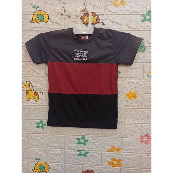 Kaos atasan anak kids umur 2-7 tahun warna abu-abu merah hitam