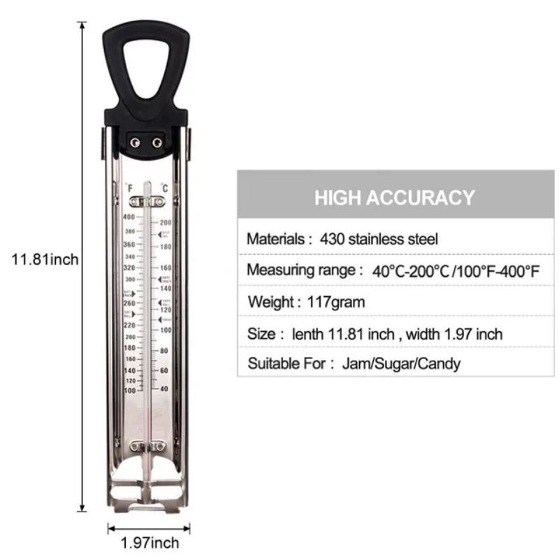 Termurah Stainless Steel Kitchen Craft Cooking Termometer For Jam Sugar / Candy Termometer