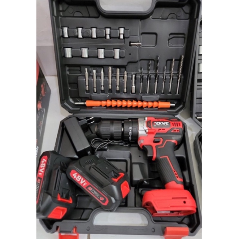 DEKWE DK-1048 CORDLESS IMPACT DRILL 48V MESIN BOR BATRAI BETON KAYU BESI 48V 13 MM
