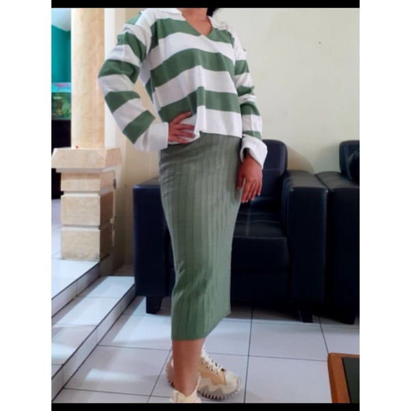 Rok Midi Knit 7/8 - Rok Rajut 7/8 Premium