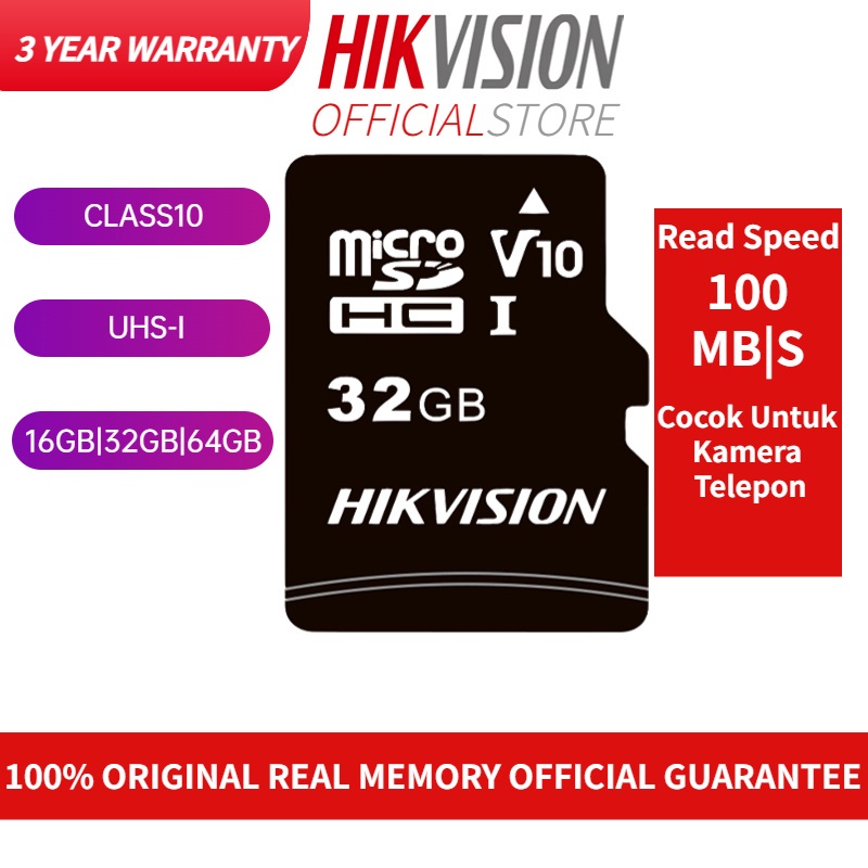 Hikvision Memory Card Hp Microsdhc™/class 10 And Uhs-i / Tlc Kartu Memori Card Hp16gb/32gb/64gb/128gb C1 Series