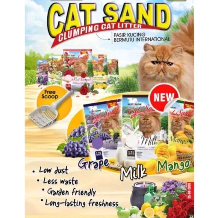 PASIR CAT SAND CLUMPING CAT LITTER 12L /pasir best in show catsand