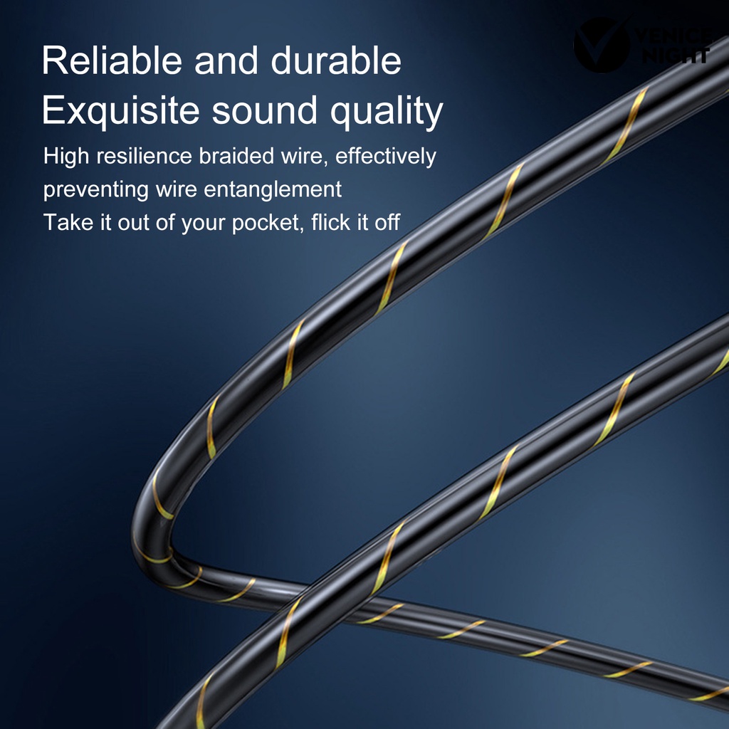 (VNEP) (Berkabel) In-ear Subwoofer Noise Reduction Sports Headset dengan Mic Hifi Music Earplug