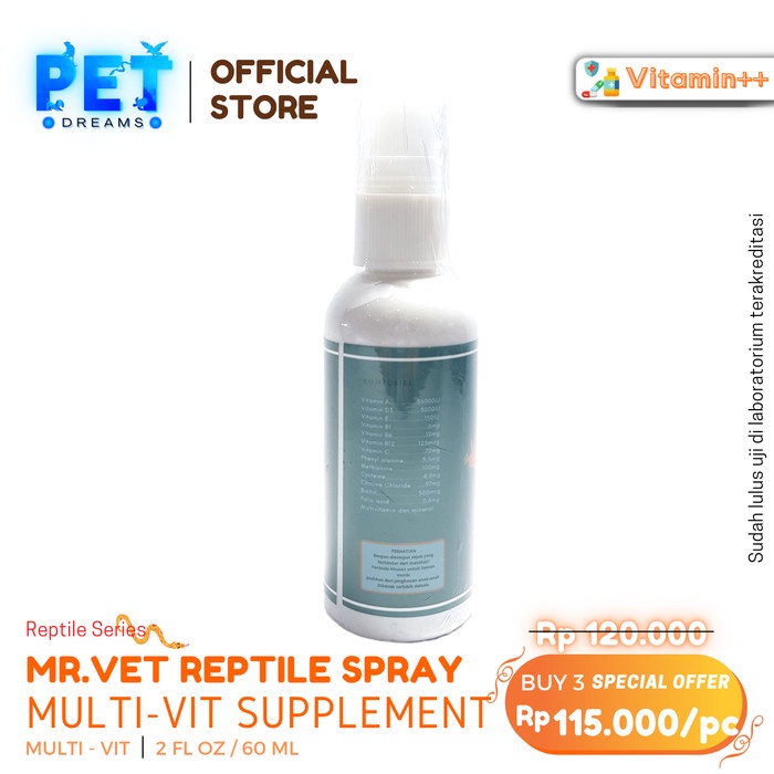 PROMO MR VET MULTI VITAMIN REPTIL PENAMBAH NAFSU MAKAN REPTILE SULCATA