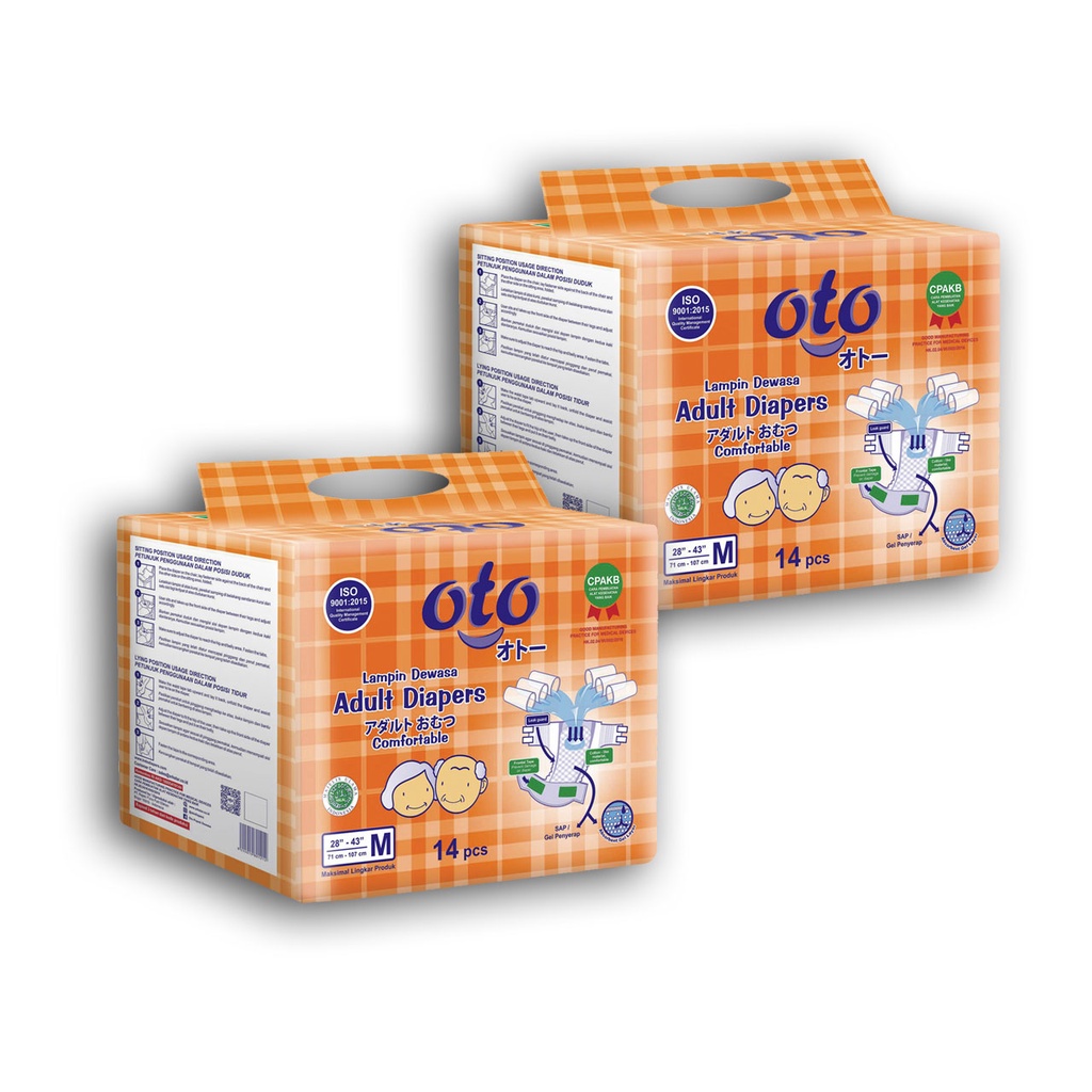 Oto Diapers Adult / Popok Dewasa Model Perekat Ukuran M, Isi 14 Pcs