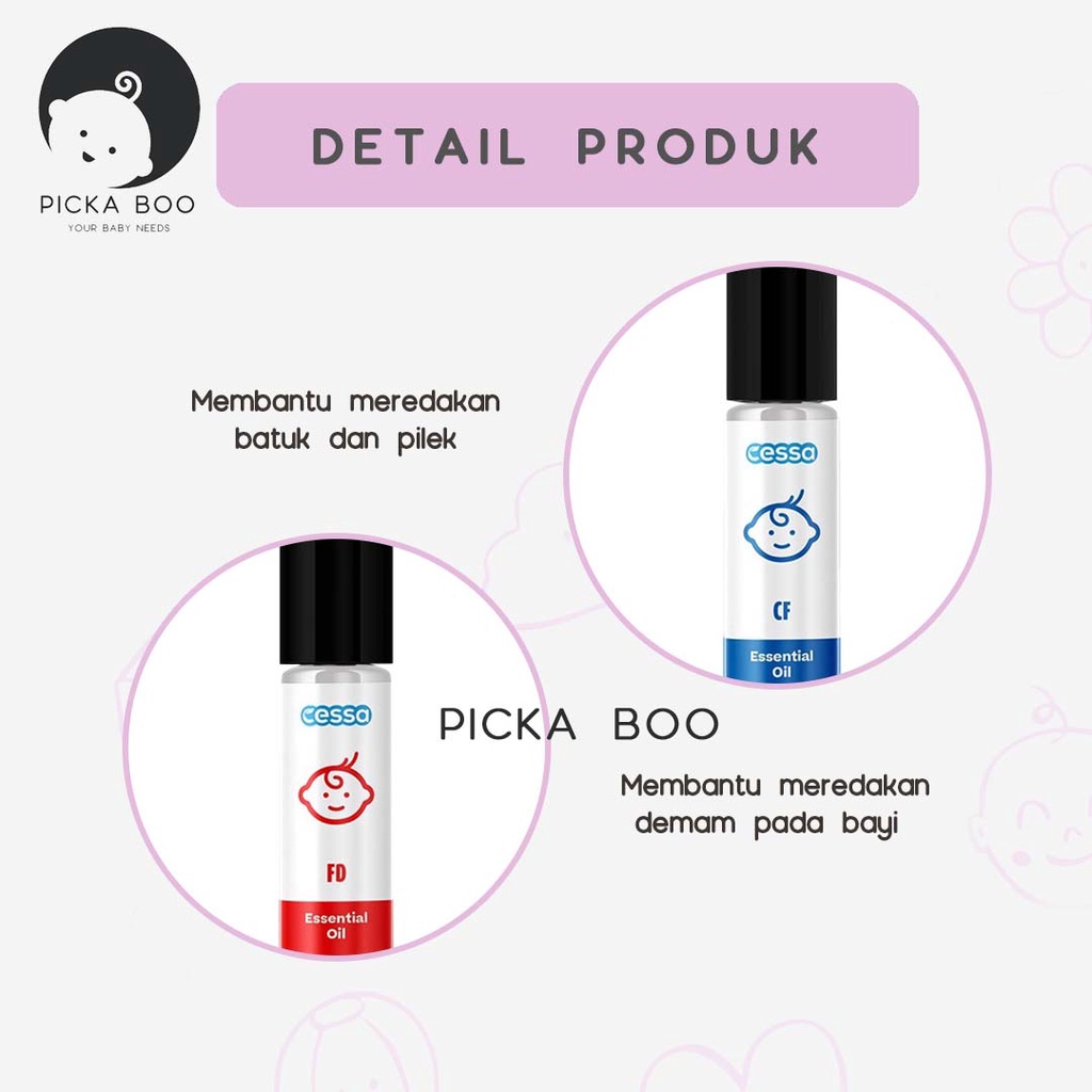 PICKA BOO CESSA Baby Natural Essential Oil 8ml / Cessa Cough N Flu / Batuk Pilek / Fever Drop / Lenire / Bugs Away / Immune Booster