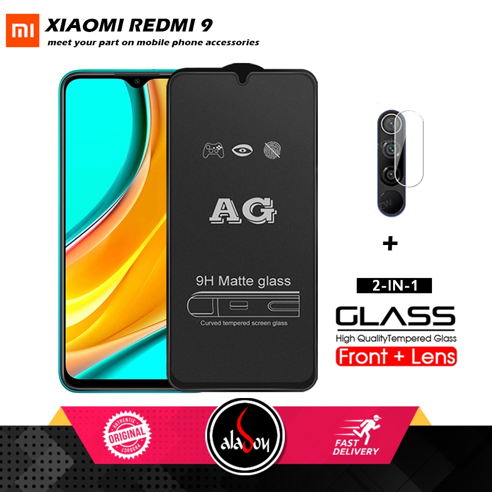 Xiaomi Redmi 9 PAKET 2IN1 Tempered Glass Matte Anti Glare Full Layar dan Tempered Glass Kamera