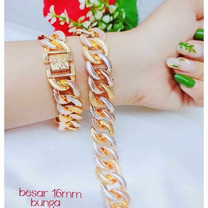 Gelang Tangan Rantai Kombinasi Terbaru Perhiasan Fashion W132(besar lebar/medium/kecil)