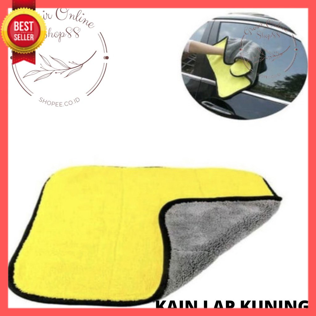 GOS A102 - KAIN LAP KUNING 2 SISI MICROFIBER / KAIN LAP MOBIL MOTOR SERBAGUNA 2 SISI