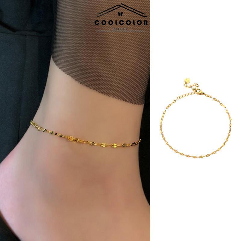 COD❤️Gelang Kaki Titanium Lapis Emas 24k Gold Anti Luntur  Anti Karatan- cl