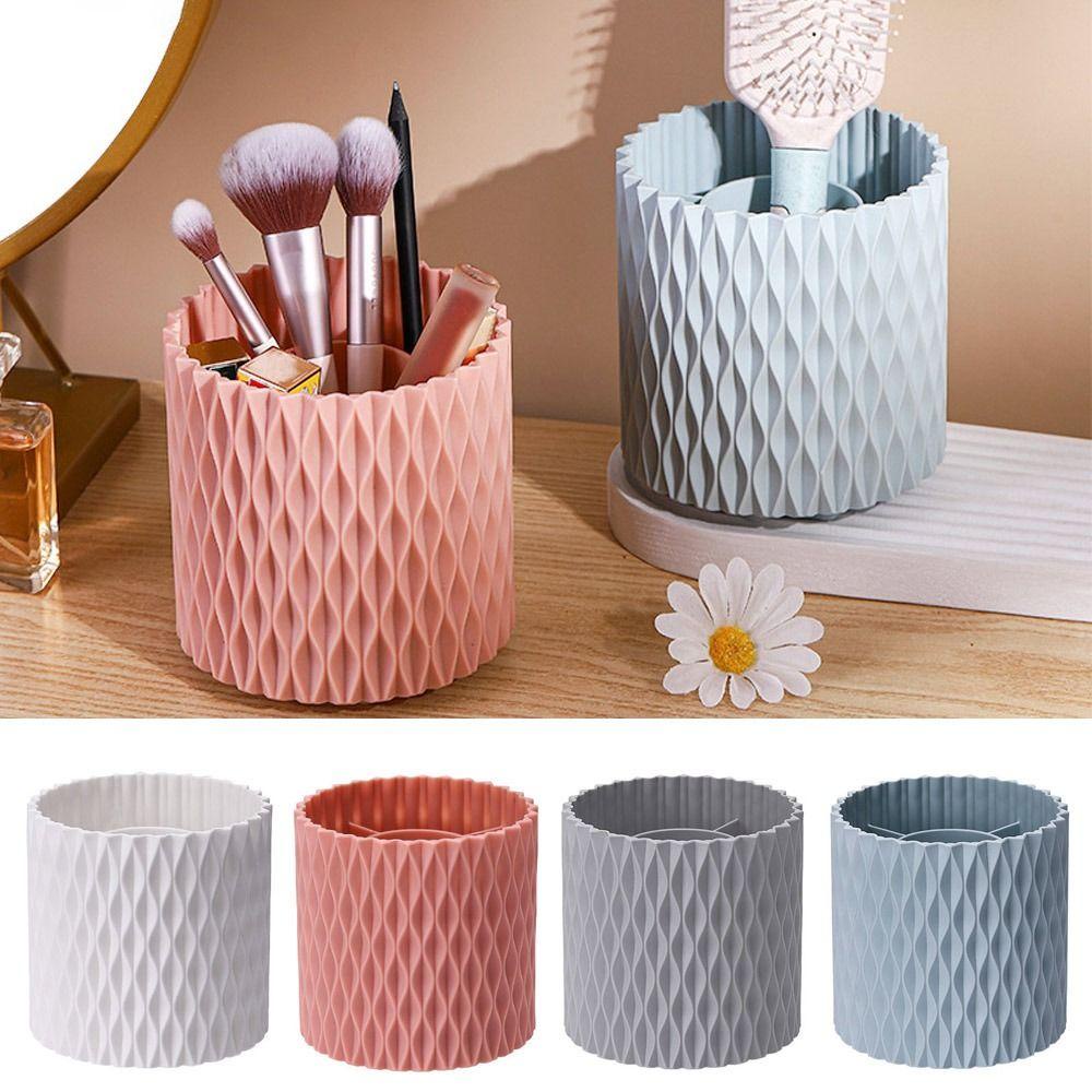 R-flower Rotating Pen Container Multifungsi Dekorasi Desktop Kantor Kaktus Divided Pen Bucket