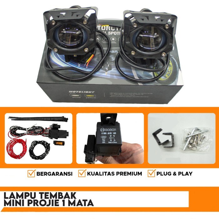 Lampu Mobil Mini Projie 1 mata HIGH TOP QUALITY nyala terang