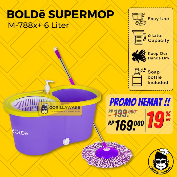 Alat Pel Super Mop BOLDe M-788x (Botol + Lubang Drainase) Produk Ori ORIGINAL.