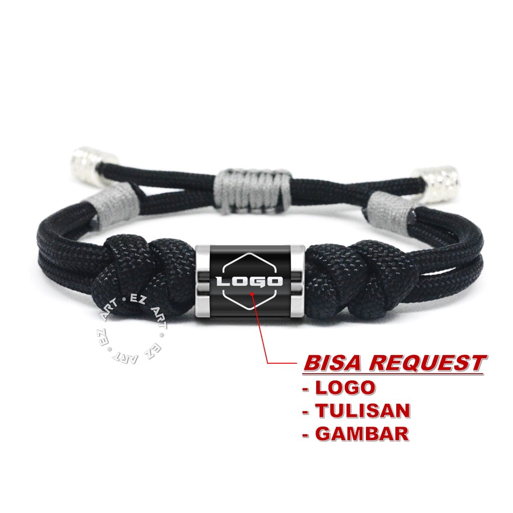 GELANG TALI PARACORD CUSTOM MODEL TABUNG KACA EPOXY STAINLESS BISA REQUEST TULISAN NAMA LOGO GAMBAR