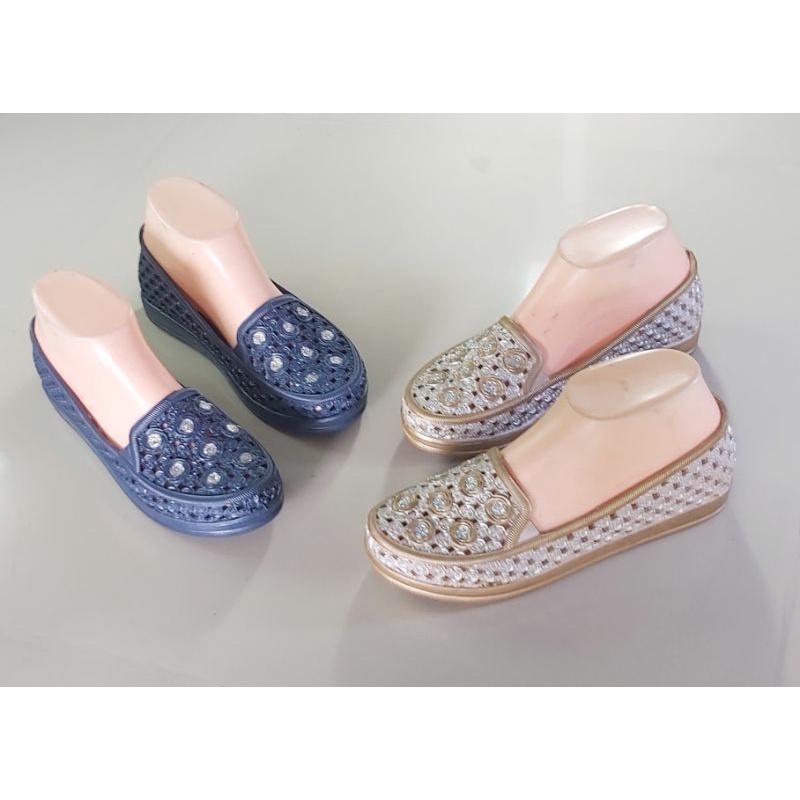 QQ989 Sepatu Karet Wanita Slip On Jelly Shoes Empuk Selop Anti Air