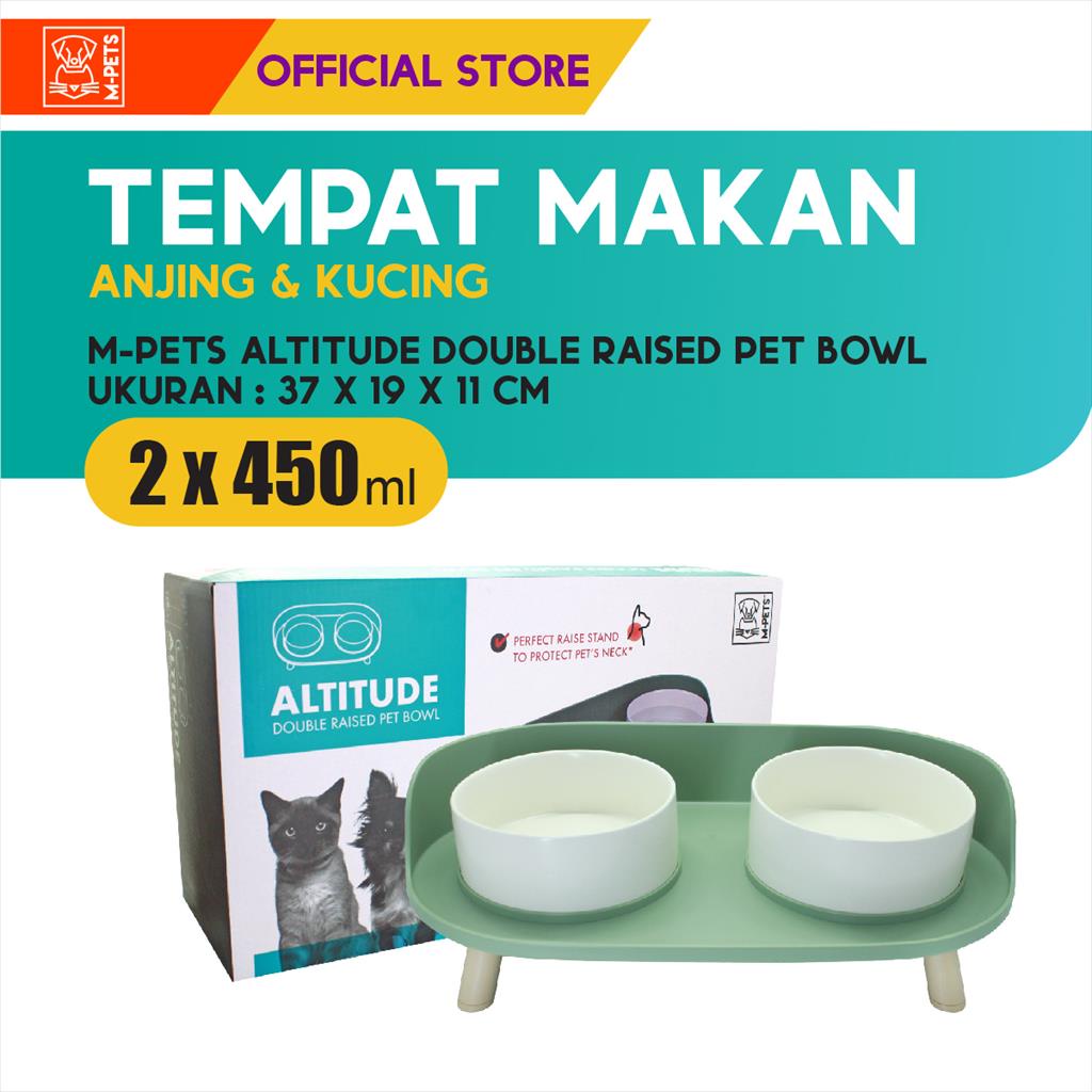 M-Pets Altitude Double Raised Pet Bowl 2 x 450 Ml / Tempat Makan Hewan