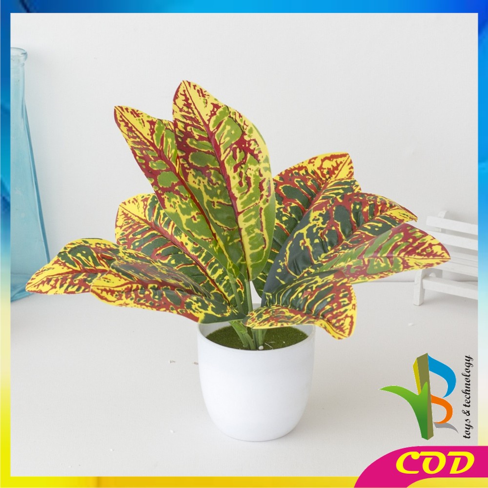 RB-C163 Ornamen Pot Tanaman Daun Plastik Hiasan Dekorasi Rumah Monstera Plastik Artificial Plant