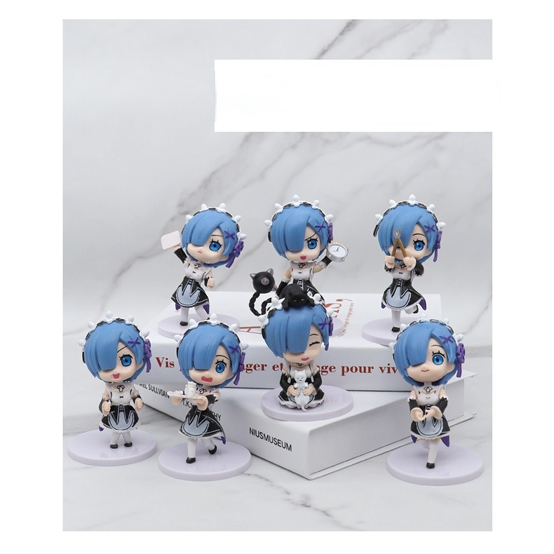 Mainan Action Figure Anime Q posket Rem Emily Apron Maid happy Hardworking Bahan PVC Untuk Koleksi