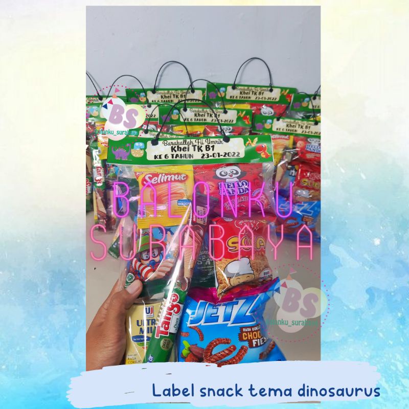 

label snack ulang tahun tema dinosaurus