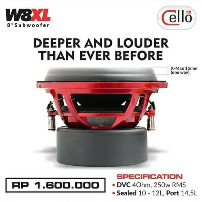 subwoofer Cello W8XL monster subwoofer 8 inch dvc 4ohm