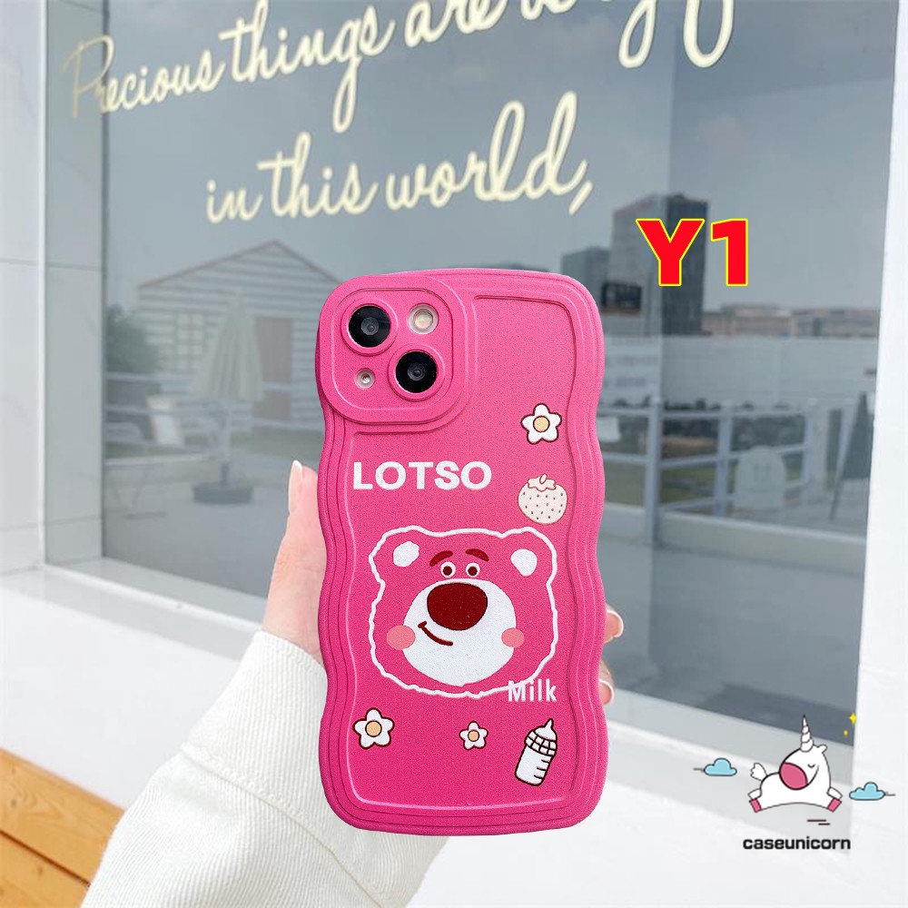 Casing Redmi 9T 12C 10C 10 9 9A 9C NFC 10A A1 A1+POCO M3 X3 NFC Pro Redmi Note10 11 11s 10s 8 9 Note 11 10 Pro 11Pro+9Pro 9s Wavy Edge Cute Strawberry Bear StellaLou Sarung Soft Case