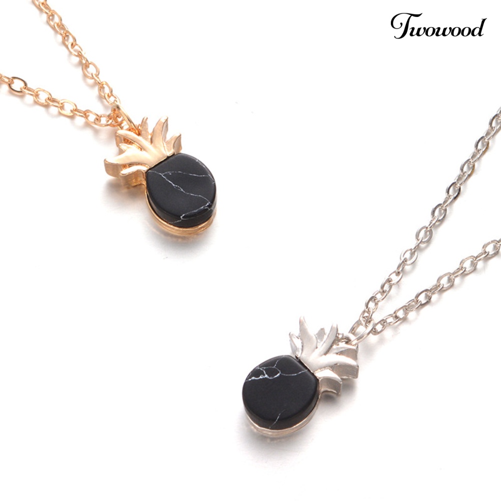 Kalung Rantai Dengan Liontin Batu Nanas Bahan Alloy Untuk Wanita